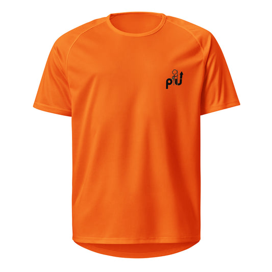 "P I U" logo-  Moisture Wicking Athletic Tee